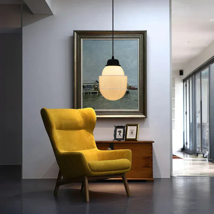Vintage Witte Melkglas Geometrische Hanglamp