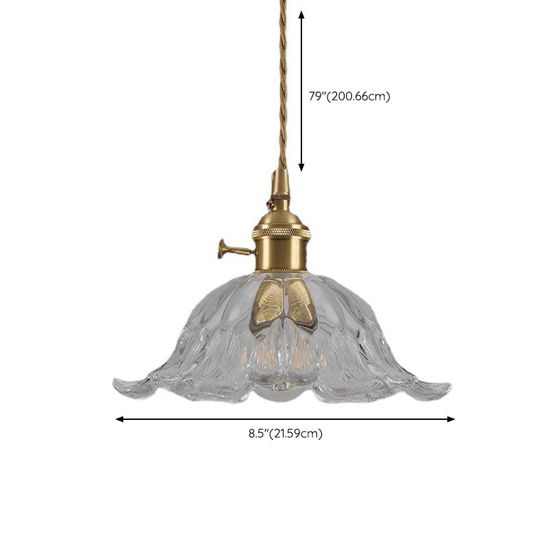 Industriële Hanglamp van Glas in Bloemvorm – Goudkleurig