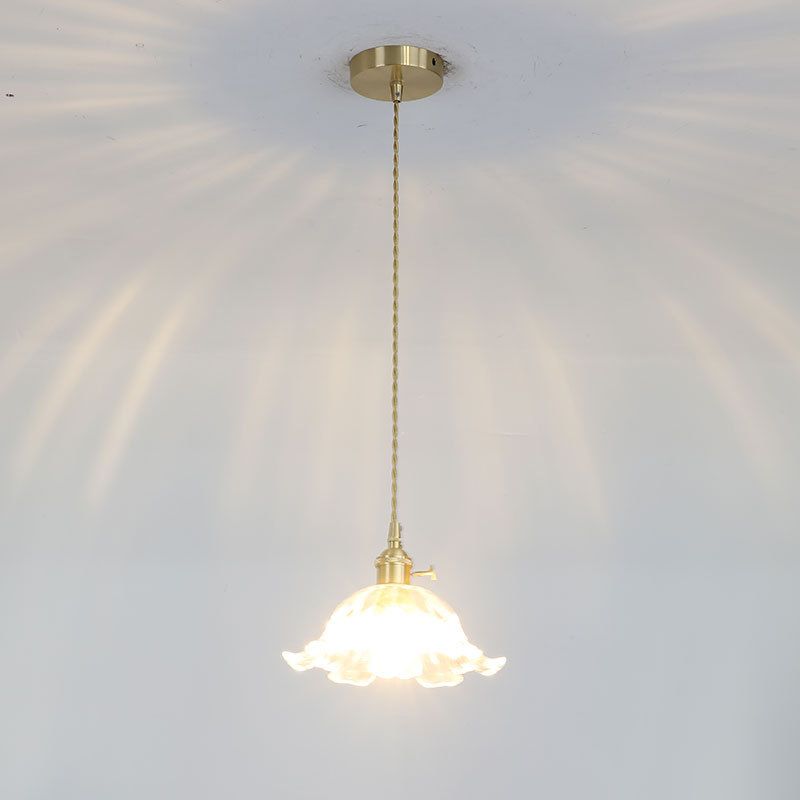 Industriële Hanglamp van Glas in Bloemvorm – Goudkleurig
