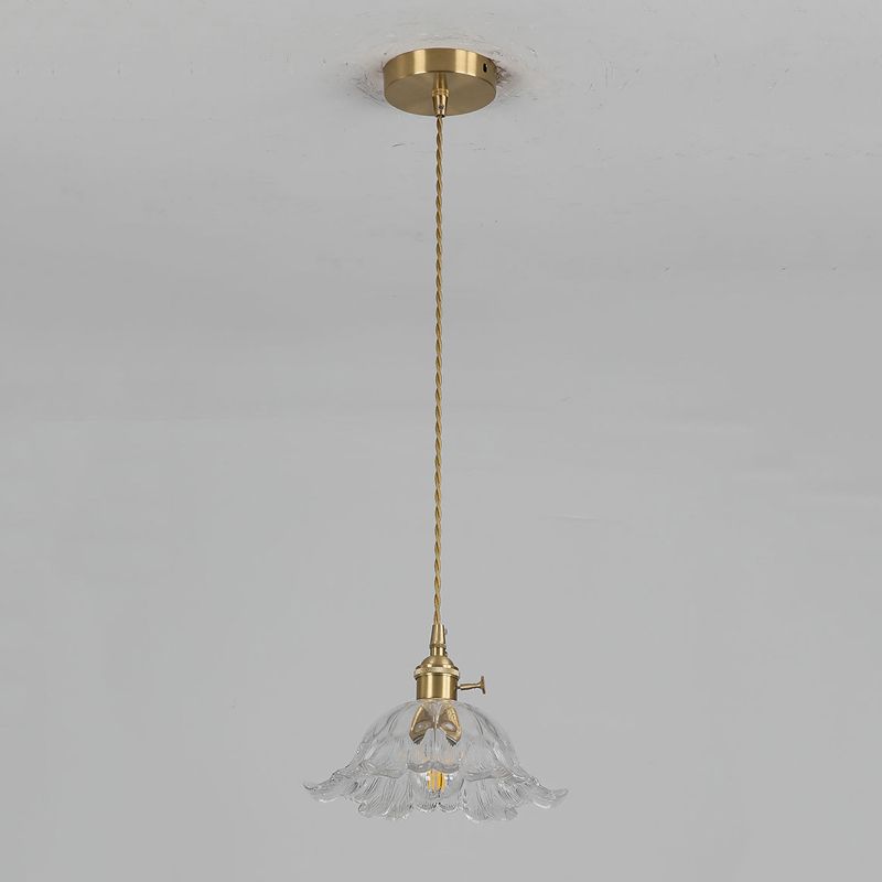 Industriële Hanglamp van Glas in Bloemvorm – Goudkleurig
