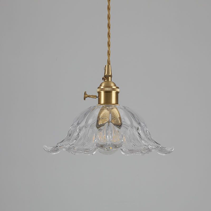 Industriële Hanglamp van Glas in Bloemvorm – Goudkleurig