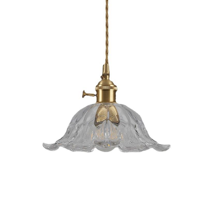 Industriële Hanglamp van Glas in Bloemvorm – Goudkleurig