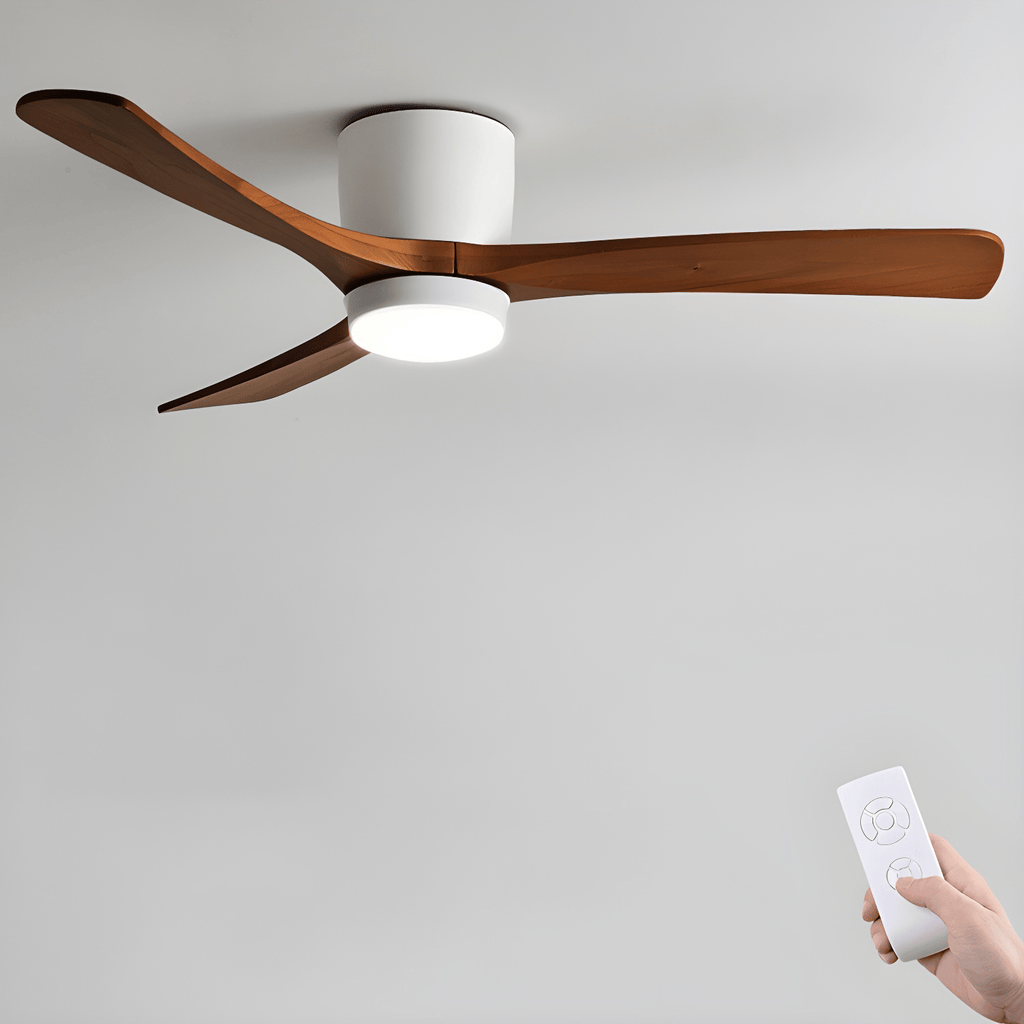 Houten plafondventilator met licht