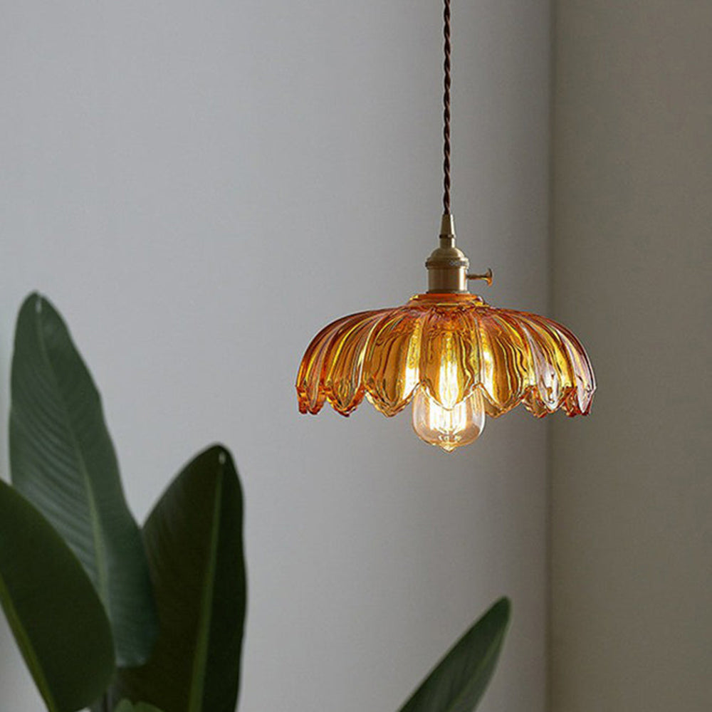 Vintage glazen bloemen hanglamp