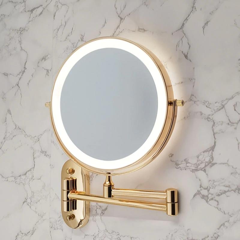 Gouden Oplaadbare LED Vergrotende Spiegel voor Makeup en Badkamer