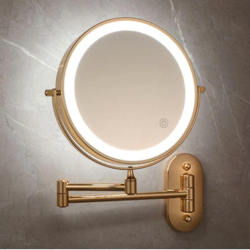 Gouden Oplaadbare LED Vergrotende Spiegel voor Makeup en Badkamer