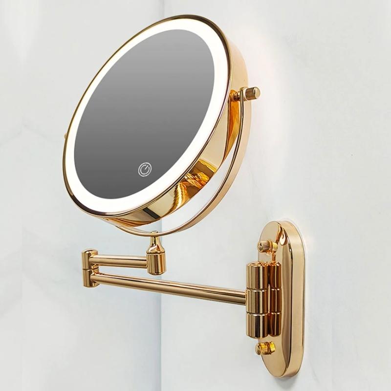 Gouden Oplaadbare LED Vergrotende Spiegel voor Makeup en Badkamer