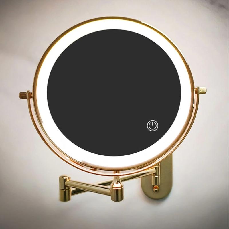 Gouden Oplaadbare LED Vergrotende Spiegel voor Makeup en Badkamer