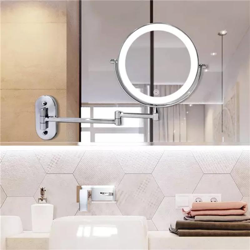 Chroom Zilver Oplaadbare LED Vergrotende Spiegel voor Makeup en Badkamer