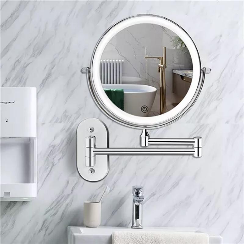 Chroom Zilver Oplaadbare LED Vergrotende Spiegel voor Makeup en Badkamer