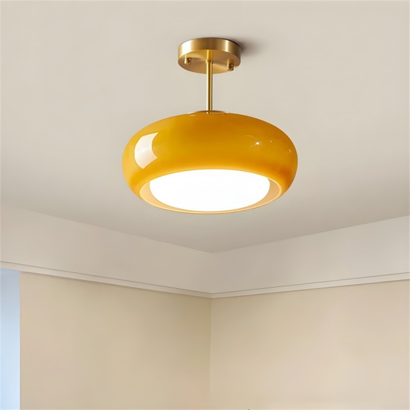 Retro Bernstein Ronde Glas-Plafondlamp