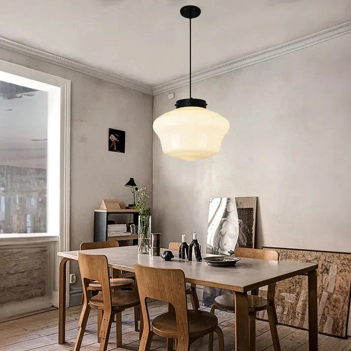 Vintage Witte Melkglas Geometrische Hanglamp