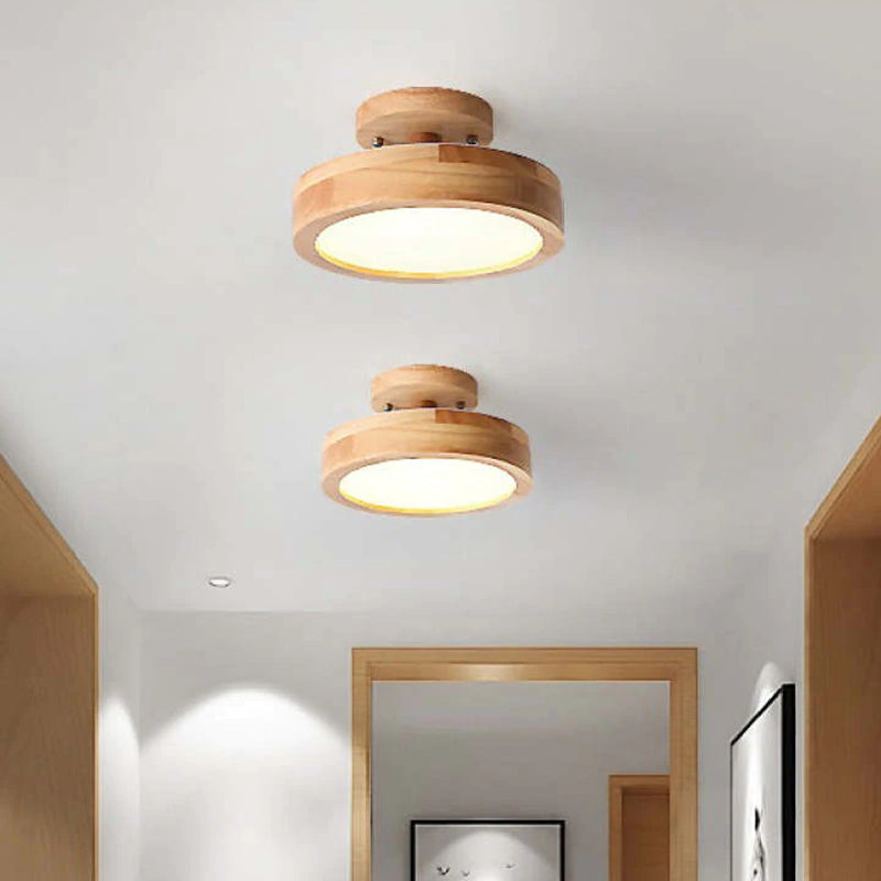 Moderne LED Plafondlamp van Hout