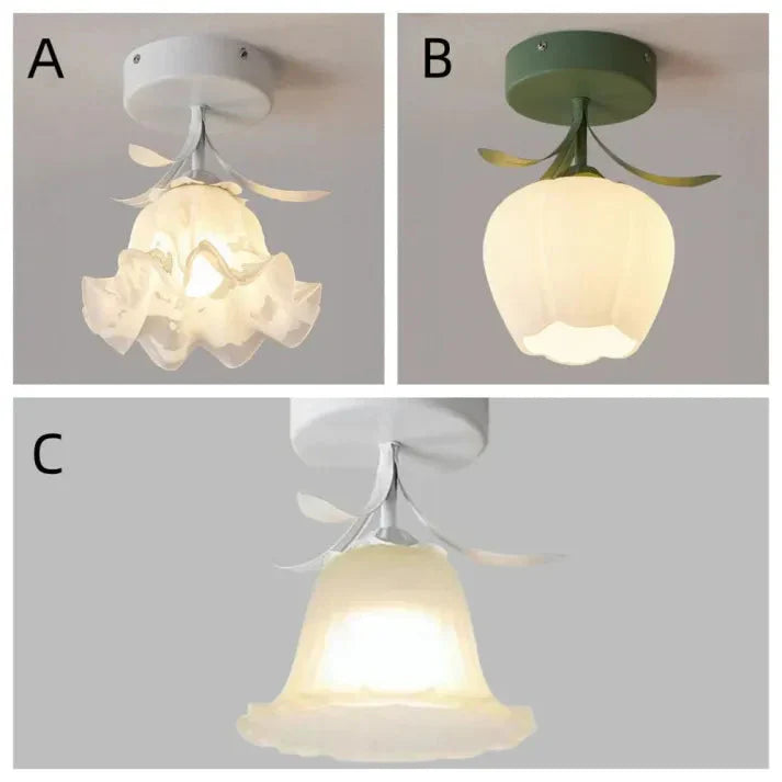 Franse Tiffany Eenvoudige Mini-Bloem Plafondlamp