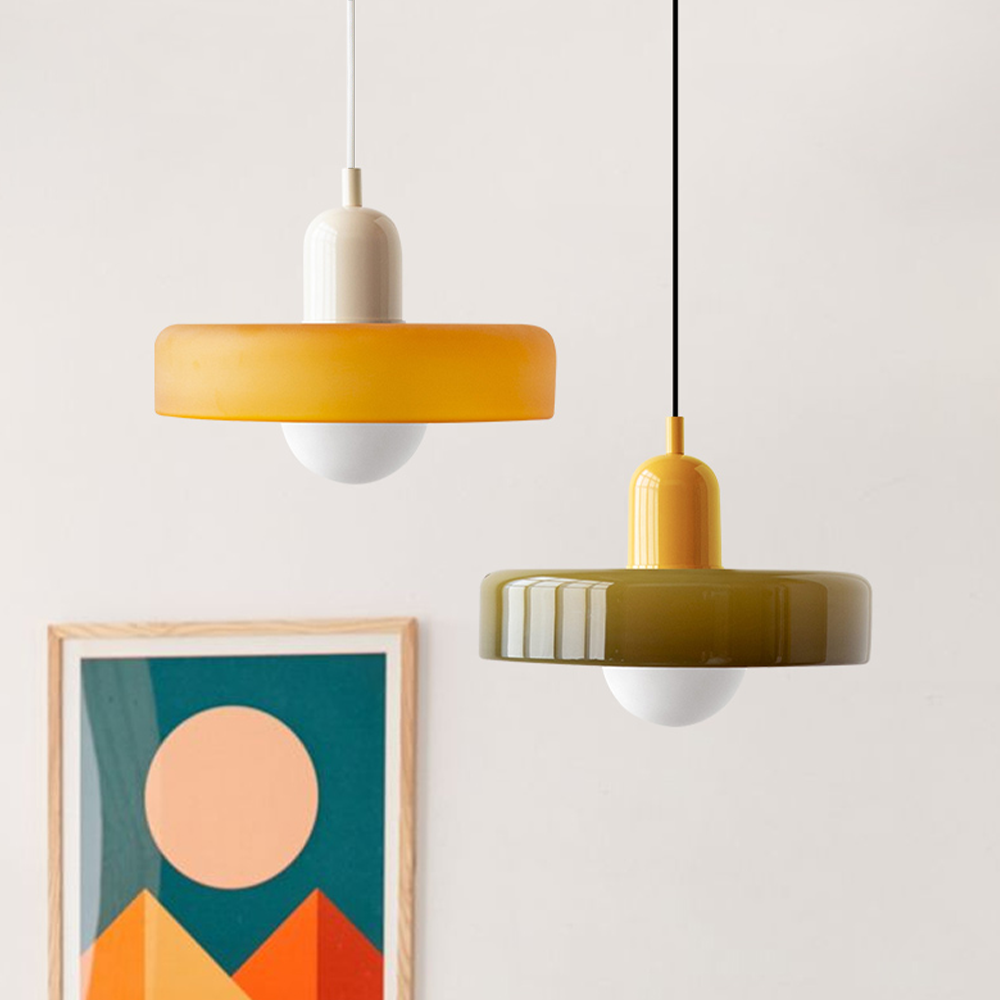 Bauhaus Hanglamp Gemaakt van Gekleurd Glas