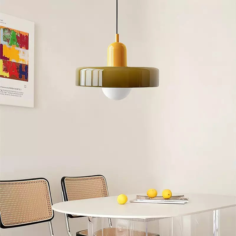 Bauhaus Hanglamp Gemaakt van Gekleurd Glas