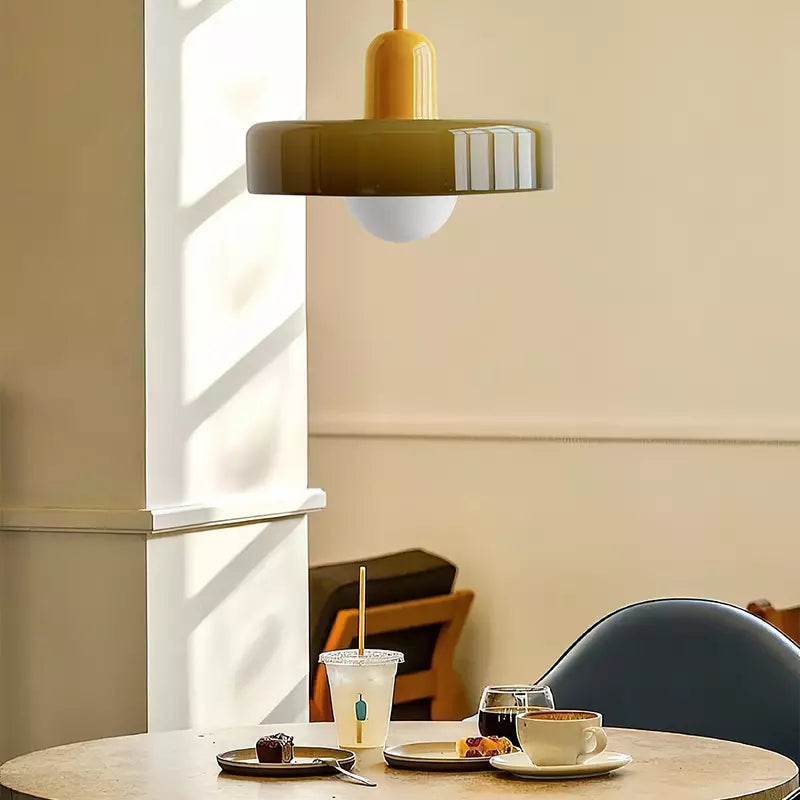 Bauhaus Hanglamp Gemaakt van Gekleurd Glas