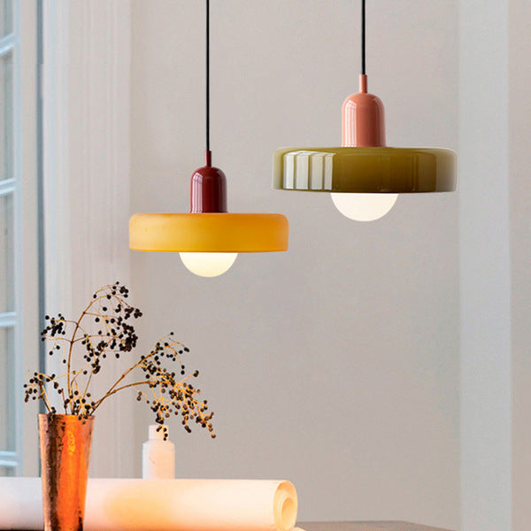 Bauhaus Hanglamp Gemaakt van Gekleurd Glas