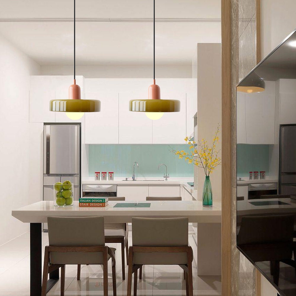 Bauhaus Hanglamp Gemaakt van Gekleurd Glas