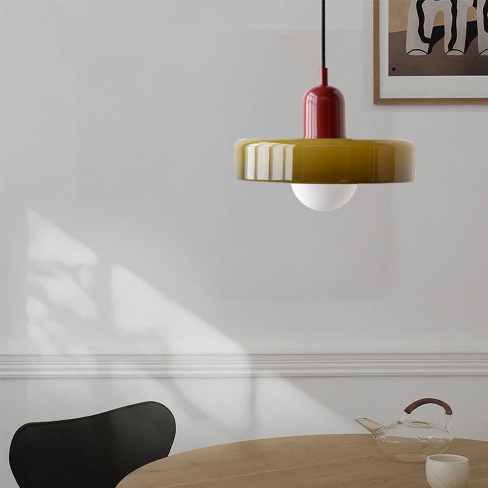 Bauhaus Hanglamp Gemaakt van Gekleurd Glas
