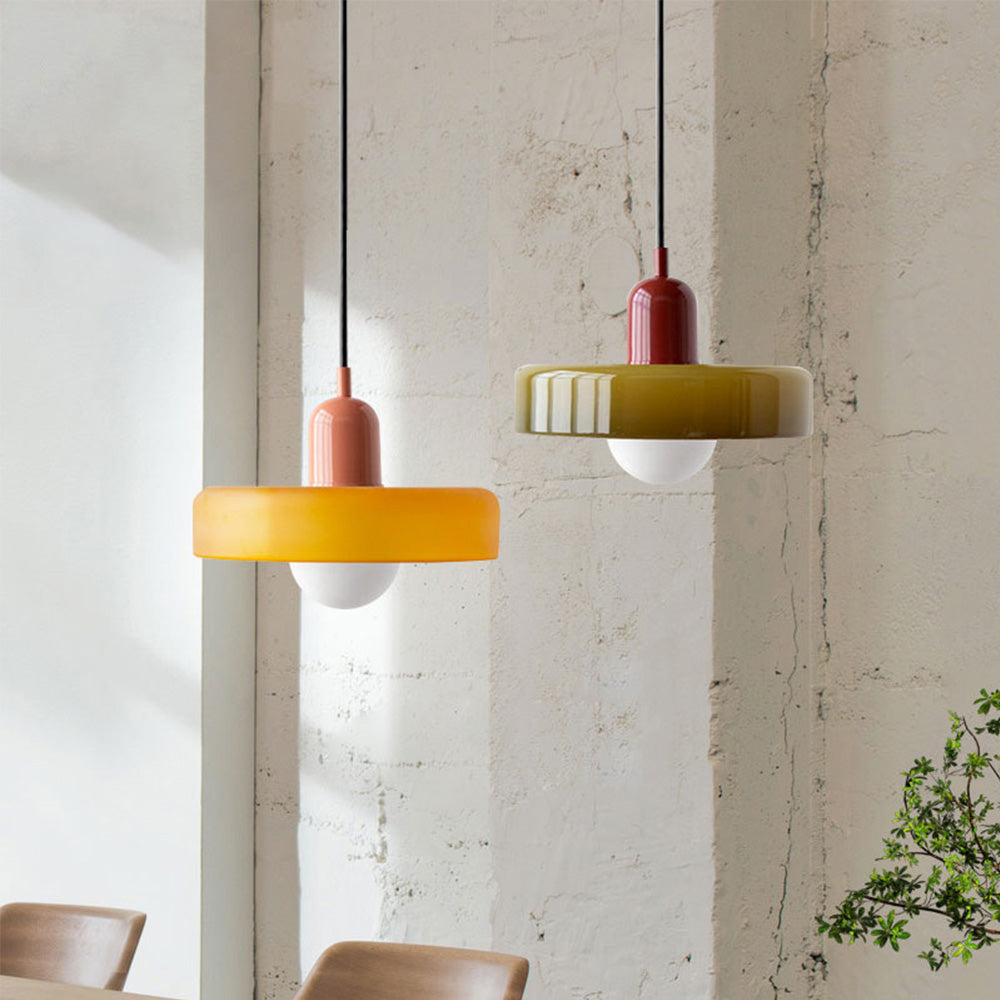 Bauhaus Hanglamp Gemaakt van Gekleurd Glas