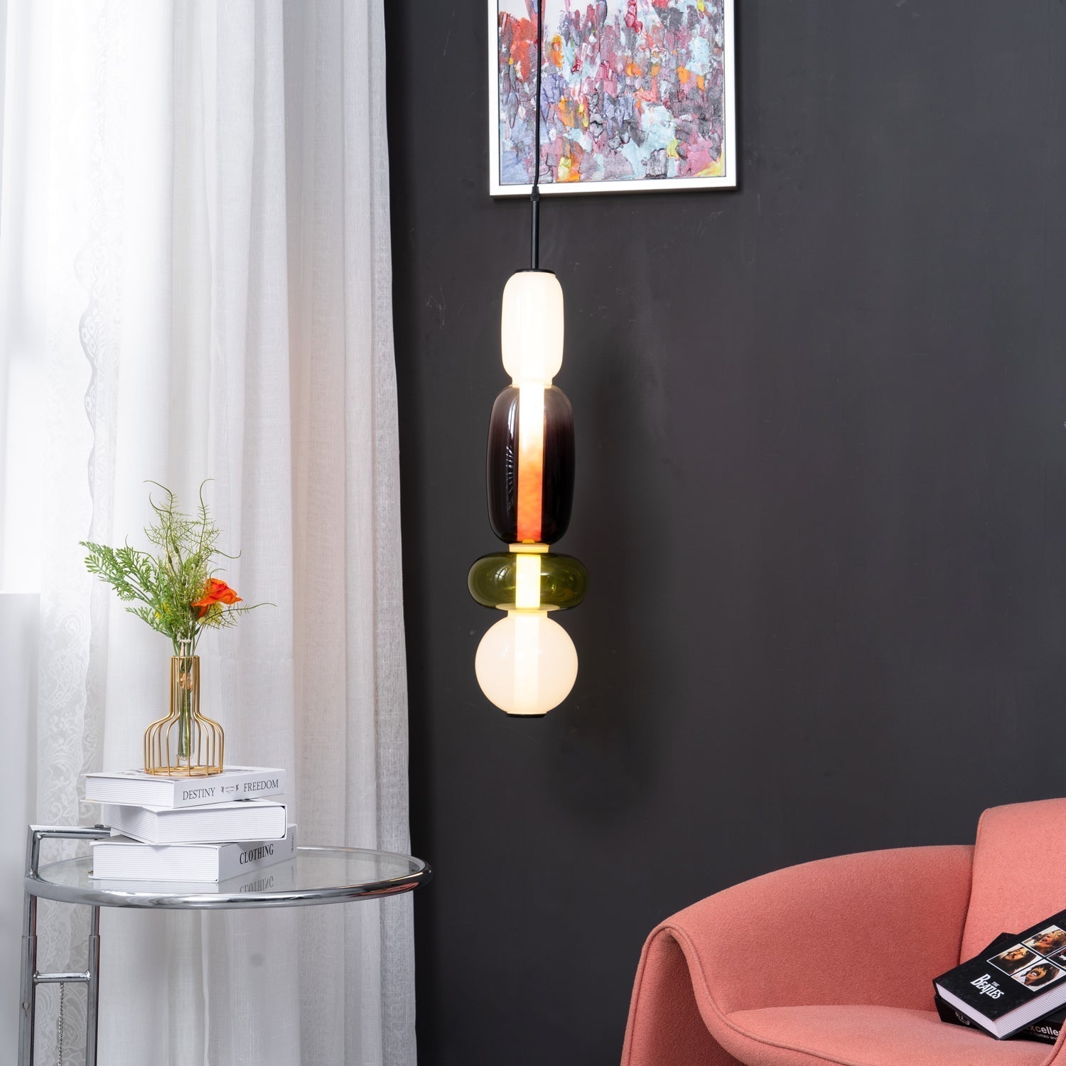 Hanglamp van gekandiseerd glas