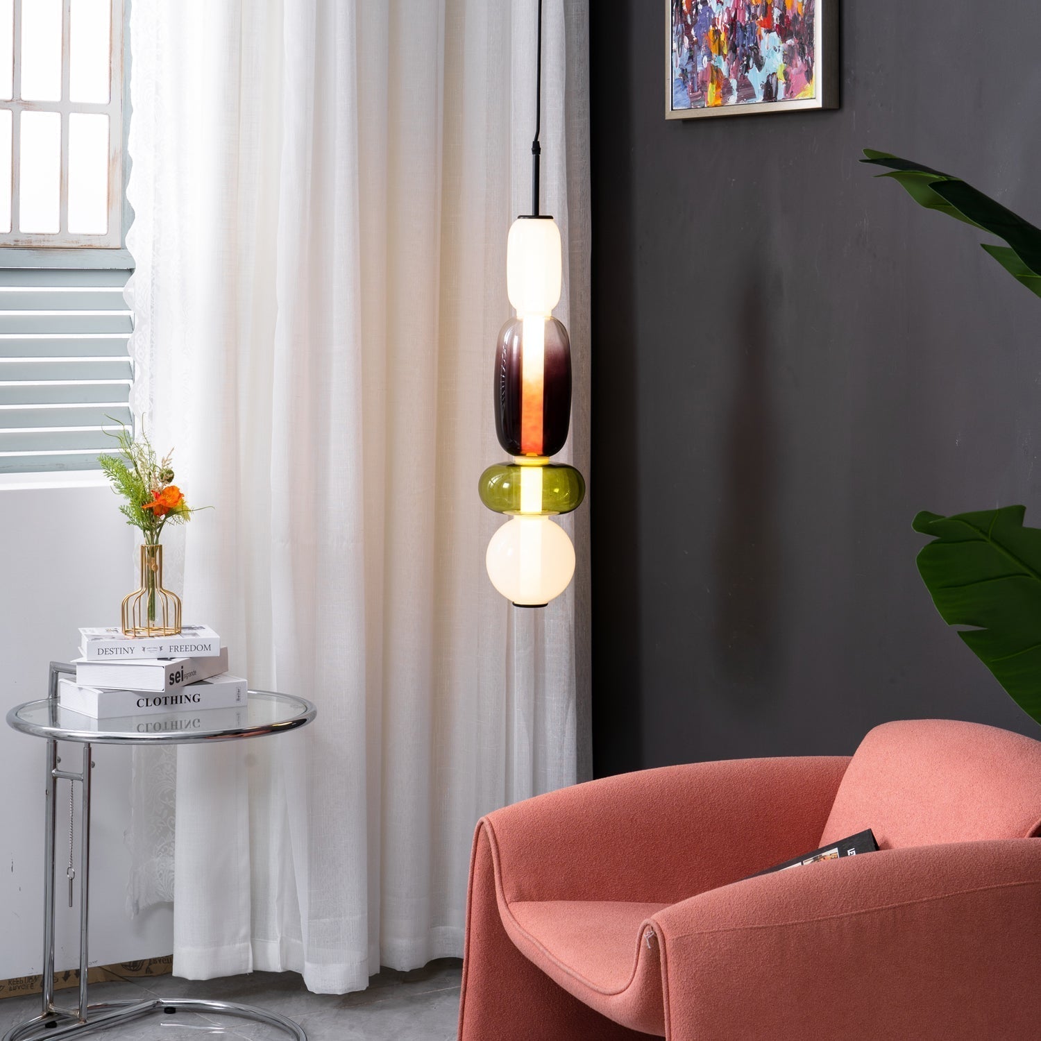 Hanglamp van gekandiseerd glas