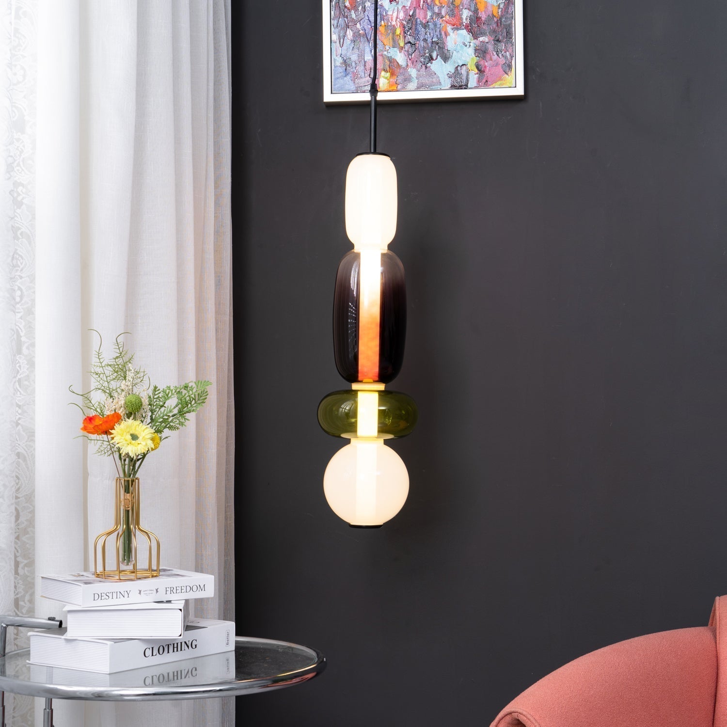 Hanglamp van gekandiseerd glas