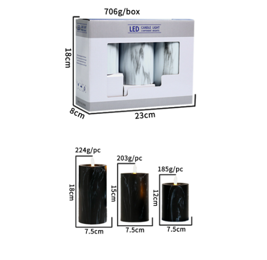 Candlylight | 3-delige Set LED Marmeren Kaarsen
