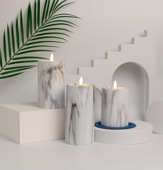Candlylight | 3-delige Set LED Marmeren Kaarsen