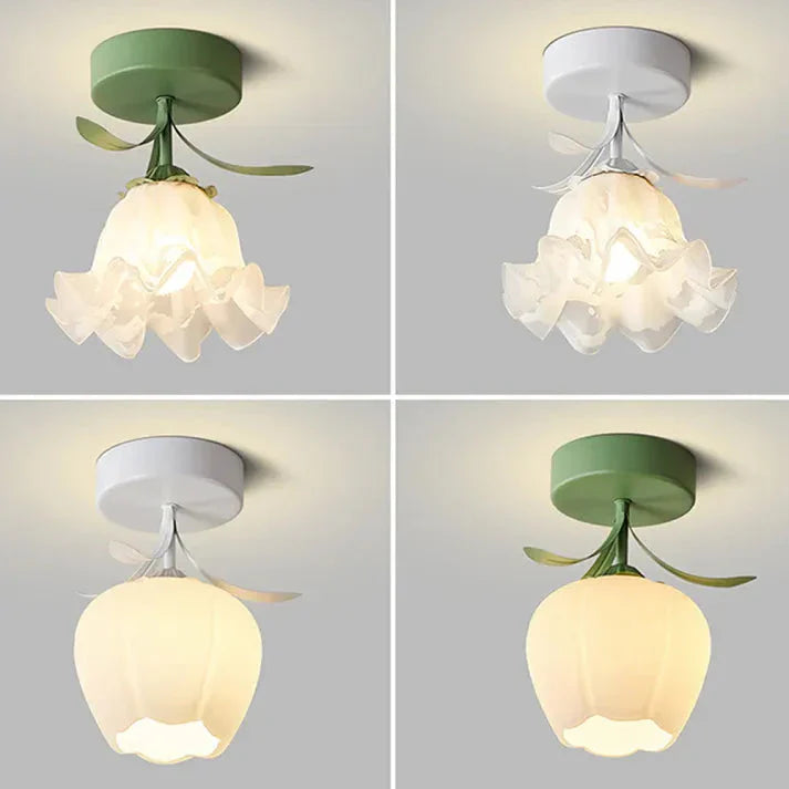 Franse Tiffany Eenvoudige Mini-Bloem Plafondlamp