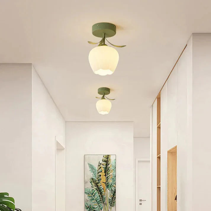 Franse Tiffany Eenvoudige Mini-Bloem Plafondlamp