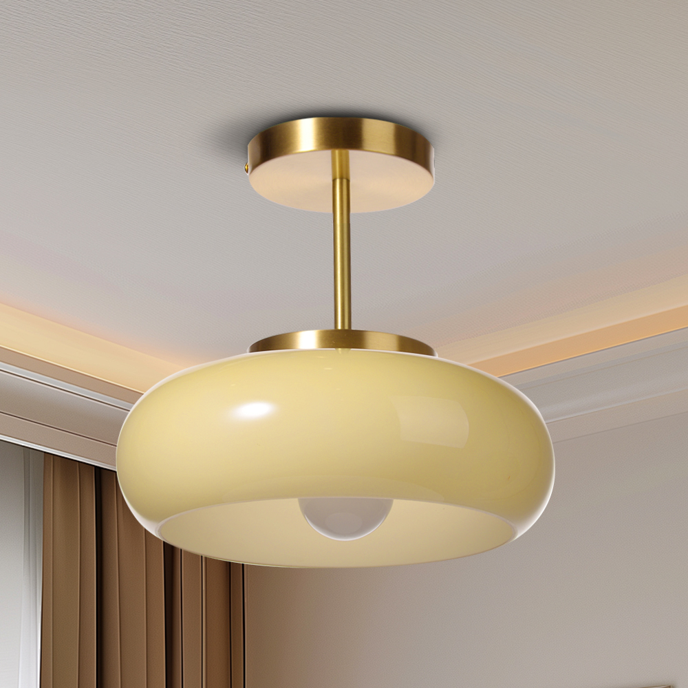 Retro Bernstein Ronde Glas-Plafondlamp