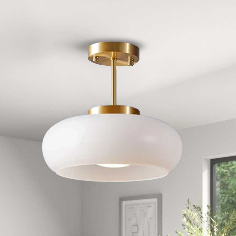 Retro Bernstein Ronde Glas-Plafondlamp