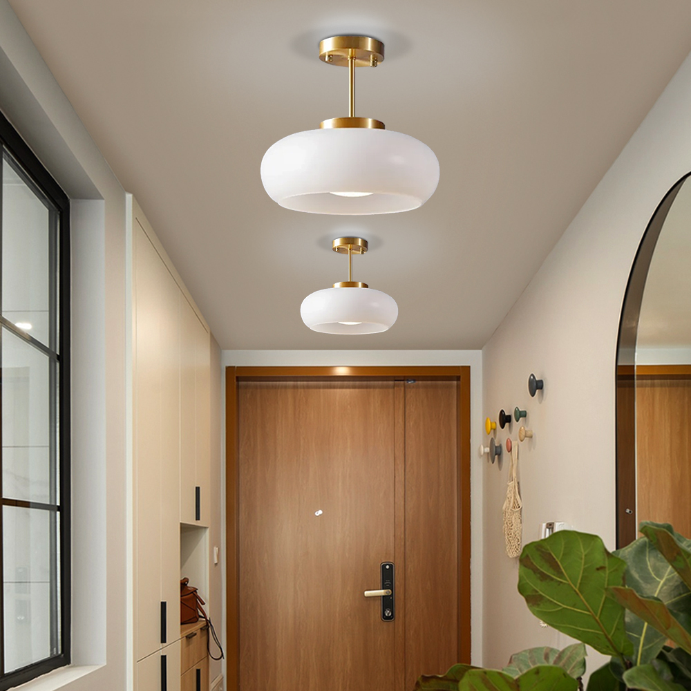Retro Bernstein Ronde Glas-Plafondlamp