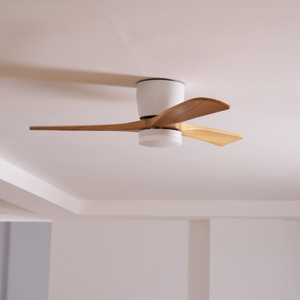 Houten plafondventilator met licht