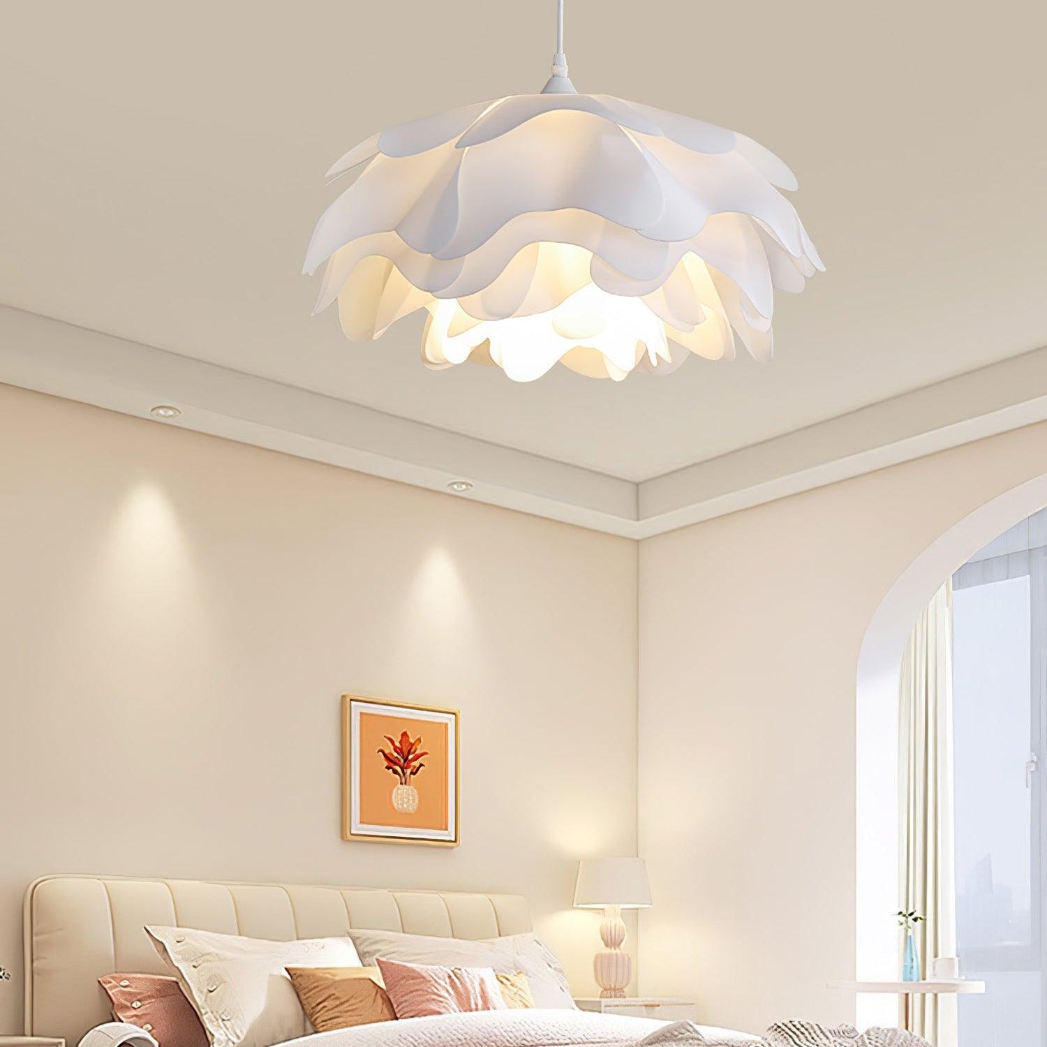 Witte Hanglamp in Bloemvorm