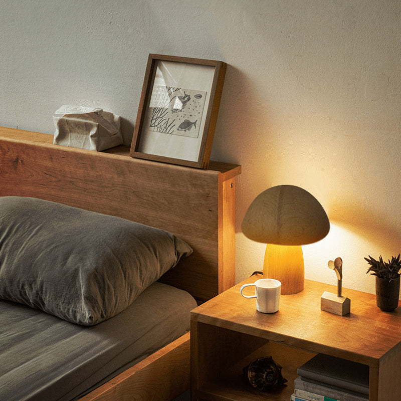 Oplaadbare Houten Paddenstoel Tafellamp