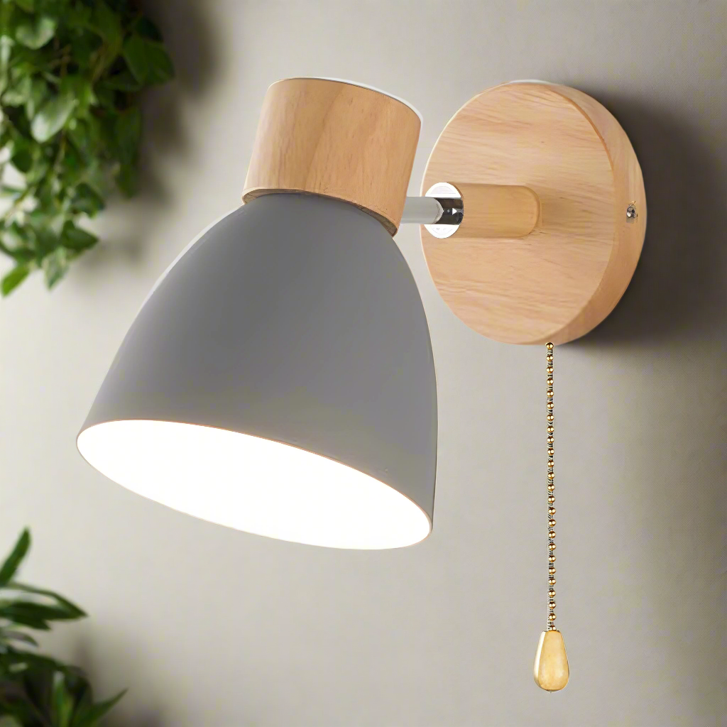 Jandiel - Scandinavisch-moderne hangende schakelwandlamp van hout
