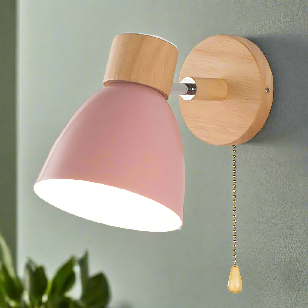 Jandiel - Scandinavisch-moderne hangende schakelwandlamp van hout