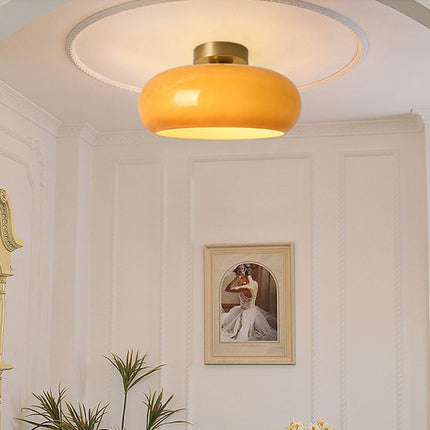 Retro Bernstein Ronde Glas-Plafondlamp