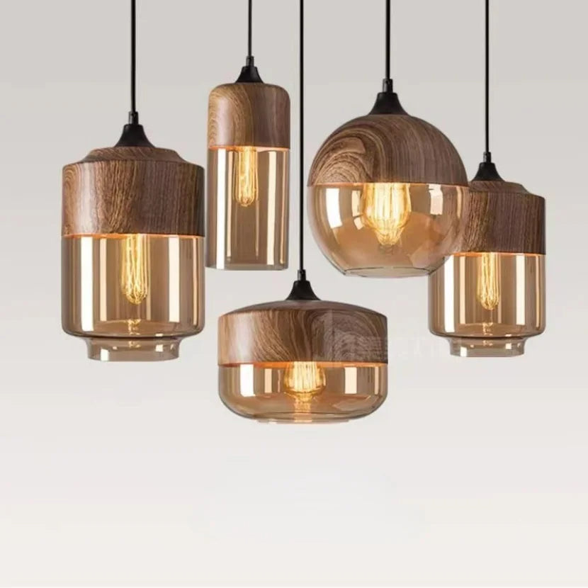 Jevaglo | Luxe Hanglamp van Glas en Hout