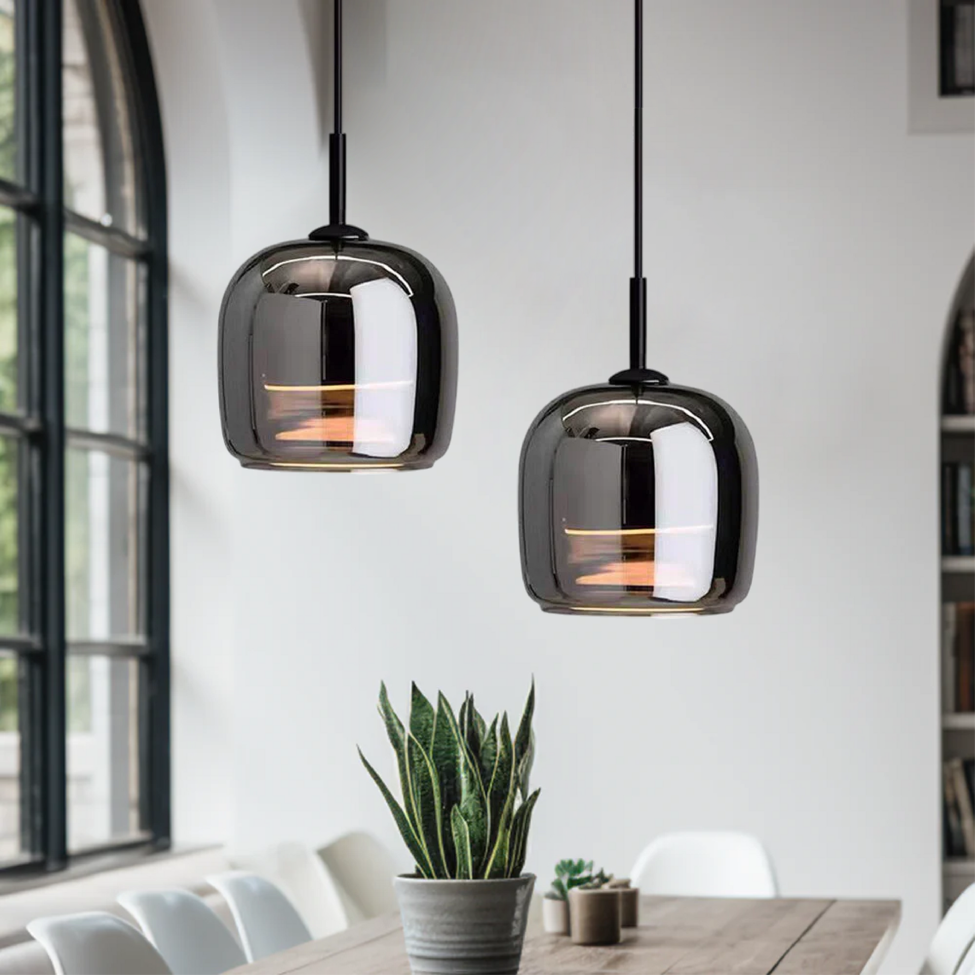 Noordse Zwarte Glazen Hanglamp