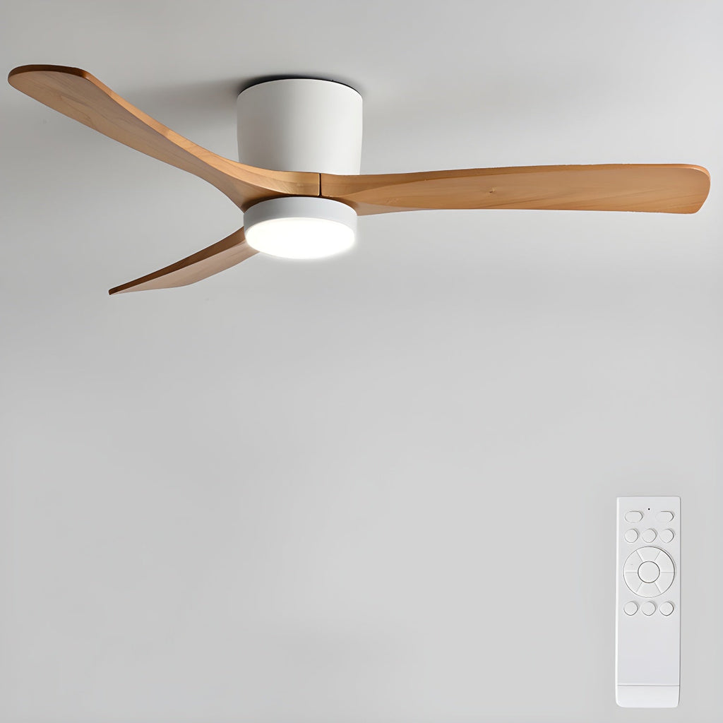 Houten plafondventilator met licht