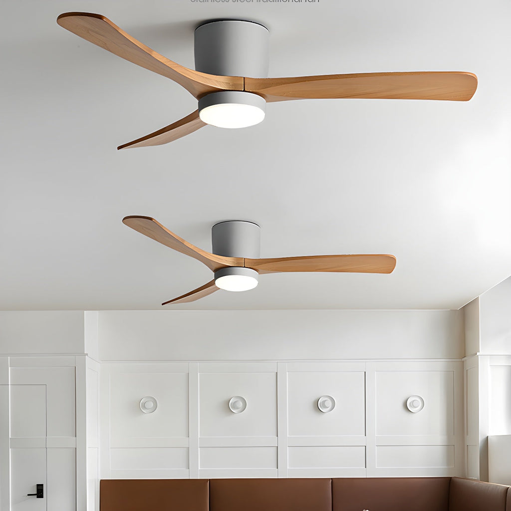 Houten plafondventilator met licht