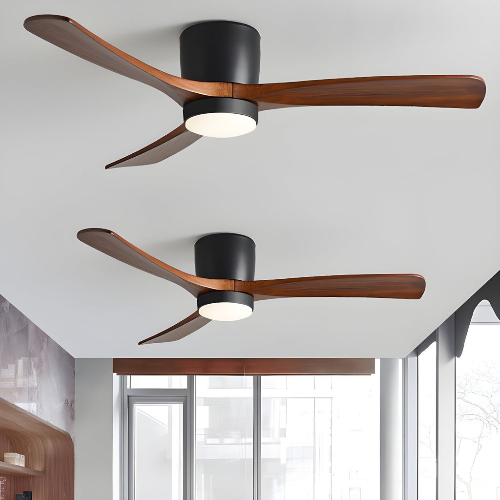 Houten plafondventilator met licht
