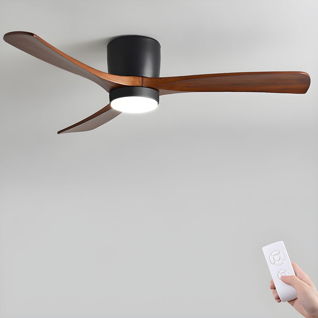 Houten plafondventilator met licht