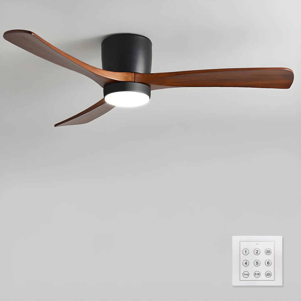 Houten plafondventilator met licht