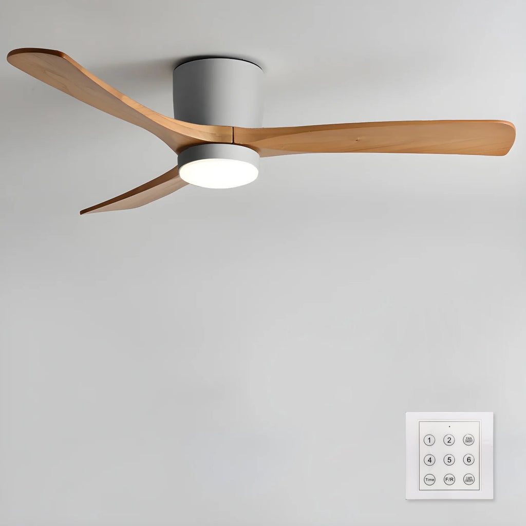 Houten plafondventilator met licht