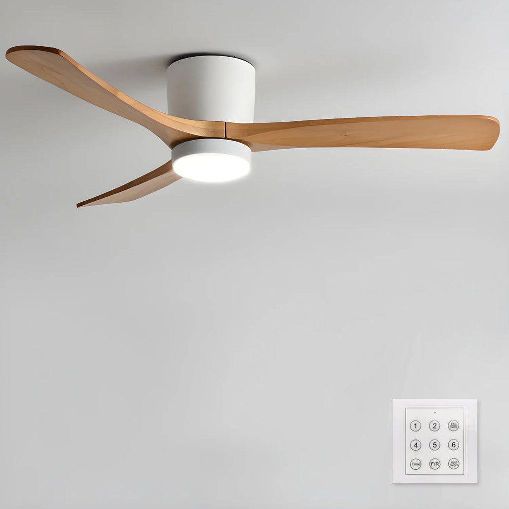 Houten plafondventilator met licht